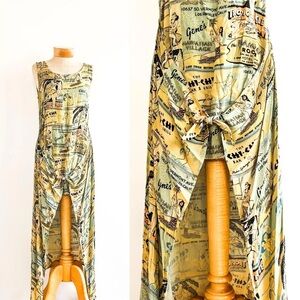 Citron Vintage Map Print Maxi Dress S